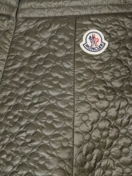 Mini fusta mini Moncler cu model floral matlasată verde