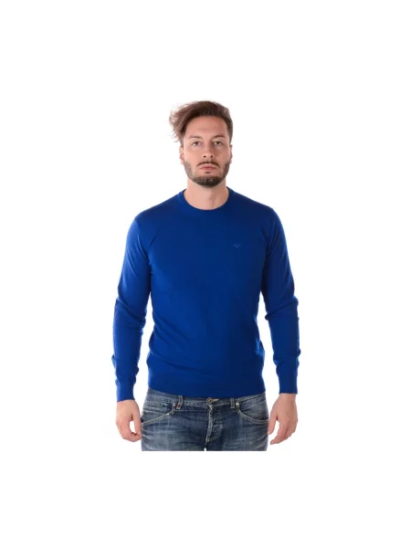 Dzianinowy sweter Emporio Armani niebieski