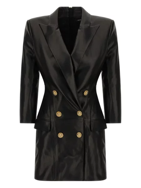 Mała sukienka mini Balmain dwurzędowa garniturowa czarna