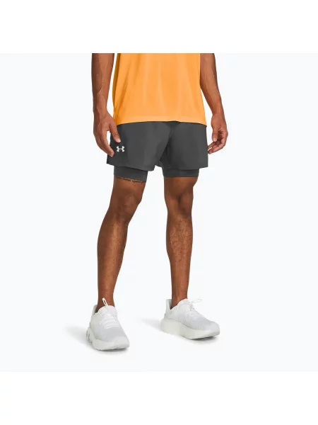 Мъжки шорти за бягане Under Armour Launch 5“ castlerock/castlerock/reflective сиво