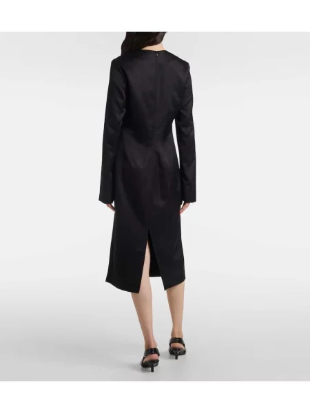 Rochie midi Toteme din satin până la genunchi de costum negru