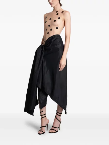 Sukienka maxi David Koma z cekinami asymetryczna czarna