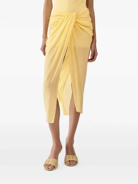 Fustă Jacquemus asimetrică drapată galben