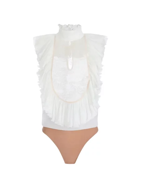 Body Elisabetta Franchi din dantelă alb