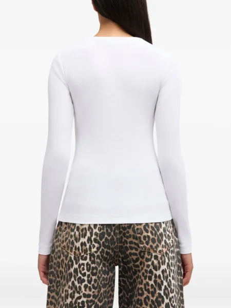 Tricou Ganni lung alb