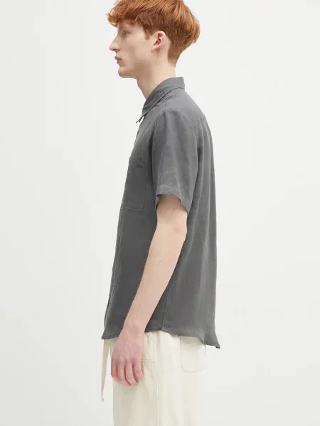Льняная классическая ошейниковый рубашка A.p.c. серая