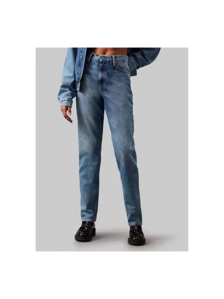 Jeansy Calvin Klein Jeans z wysoką talią retro niebieskie