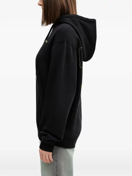 Hanorac cu glugă Off-white cu model floral alb