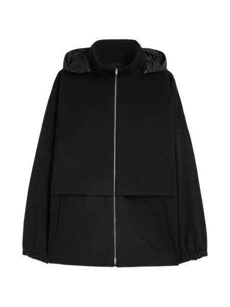 Geacă Jil Sander de lână cu glugă negru