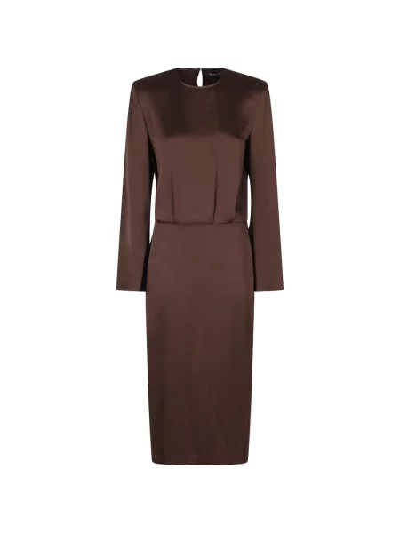 Rochie midi Federica Tosi din satin maro