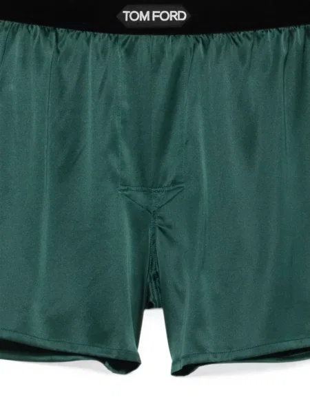 Pantaloni scurți Tom Ford de mătase cu autograf verde