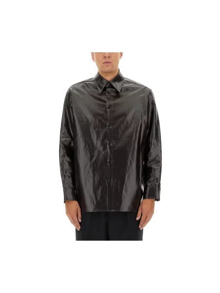 Lniana koszula Mm6 Maison Margiela brązowa