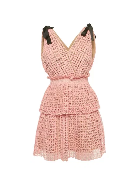 Rochie mini Self-portrait cu funde roz