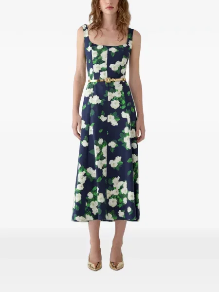 Rochie midi Carolina Herrera cu model floral cu imagine albastru
