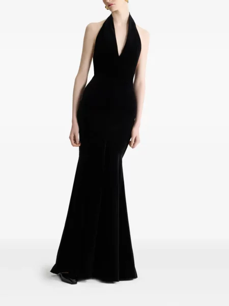 Rochie maxi Patou cu gât halter de costum negru