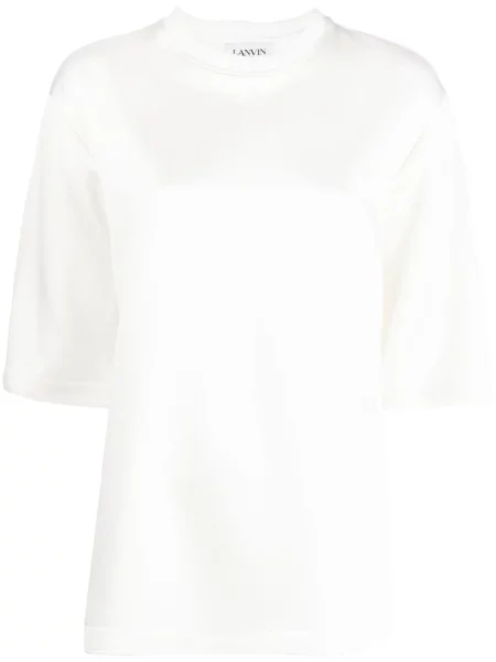 Tricou Lanvin cu broderie din satin alb