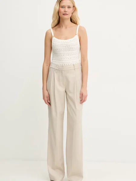 Guess pantaloni regular pentru femei BRUNA bej