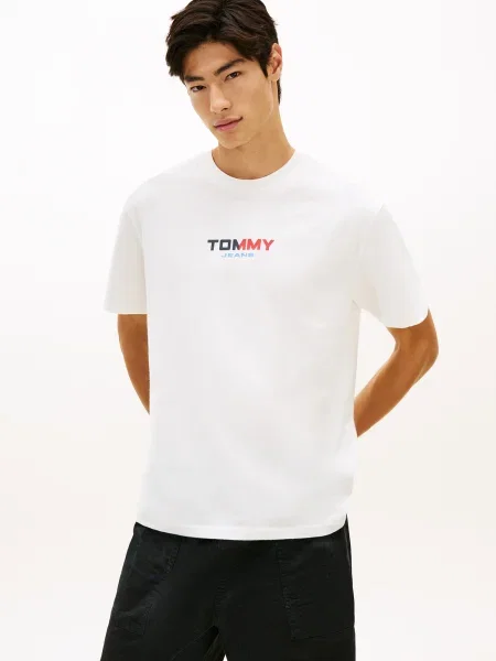 Tommy Jeans Tričko námornícka modrá / svetlomodrá / červená / biela béžová