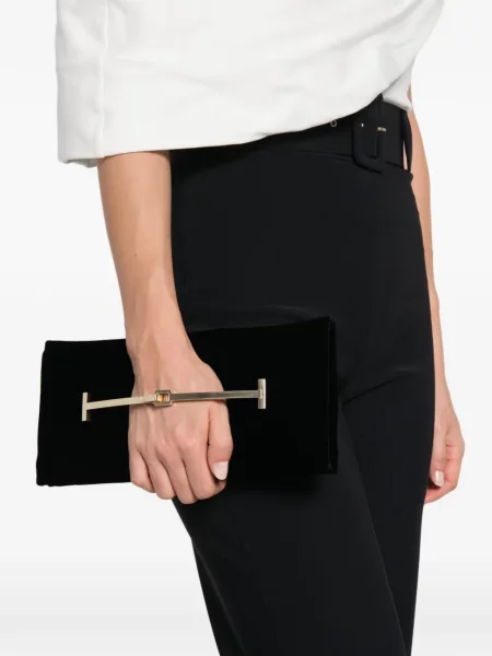 Geantă plic Tom Ford de catifea negru