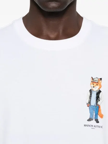 Tricou Maison Kitsune cu imagine alb