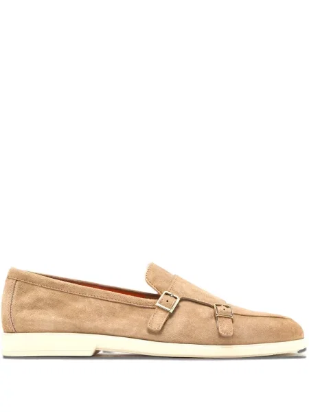 Pantofi monk Santoni din piele de căprioară cu cataramă