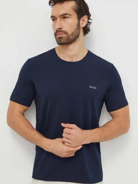 BOSS Orange Tricou Mix&Match bleumarin / gri alb