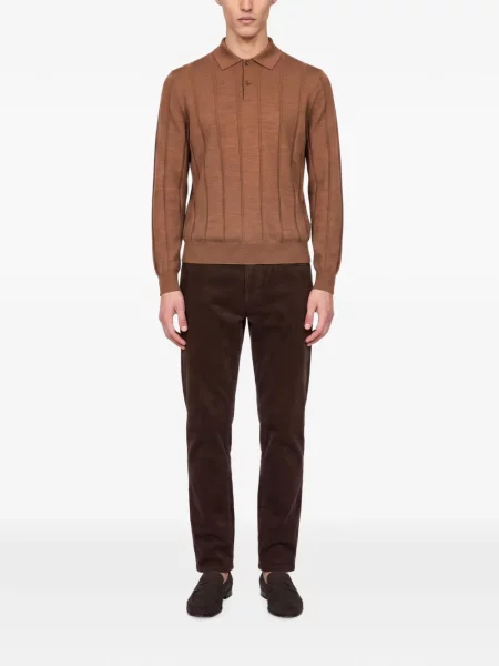 Tricou polo Canali tricotate maro