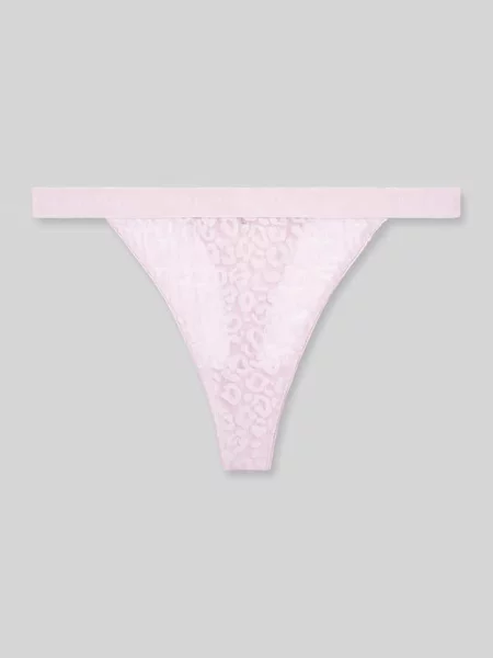 Stringi z koronki z paskiem z logo Tommy Hilfiger różowe