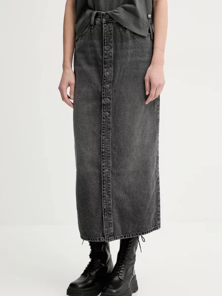G-Star Raw spódnica jeansowa midi prosta szary