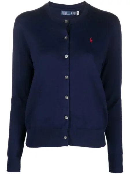 Μακρύς λινή μπλούζα Polo Ralph Lauren με κέντημα καφέ