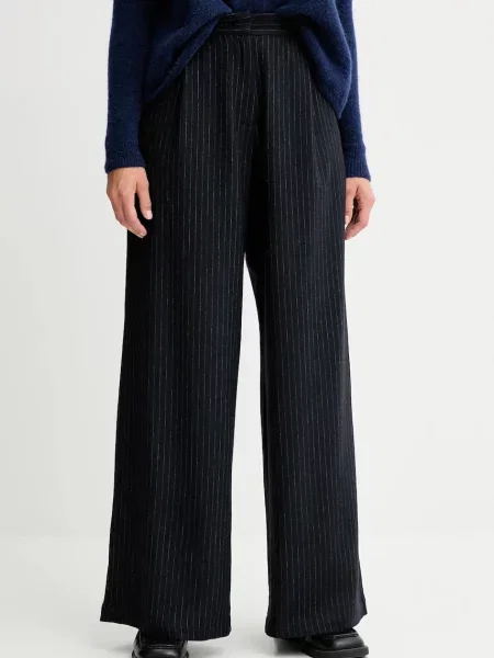 Sessun gyapjú nadrág magas derekú széles sötétkék