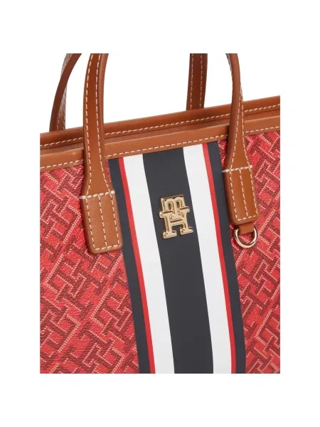 Geantă Tommy Hilfiger Th Monoplay Mini Tote Stripe Le roșu