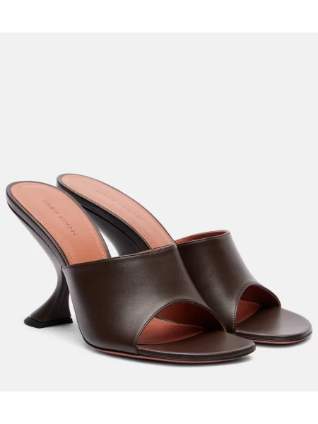 Papuci tip mules Amina Muaddi din piele maro