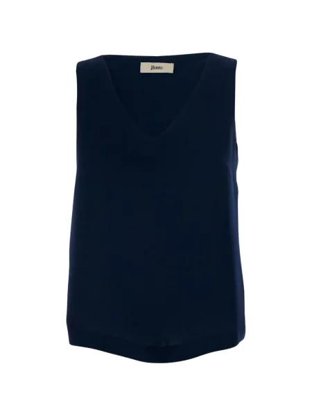 Top Herno cu decolteu în V albastru