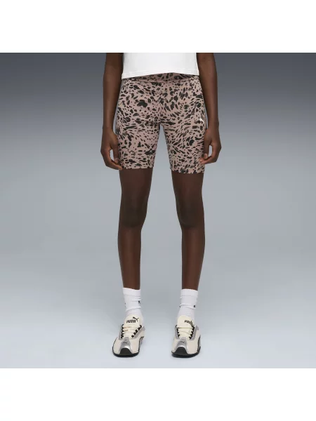 PUMA Młodzieżowe krótkie legginsy ze zwierzęcym nadrukiem Odzież beżowy