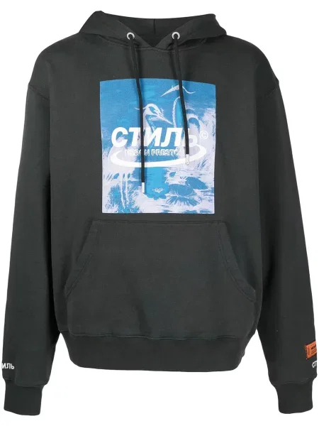 Hanorac cu glugă Heron Preston cu imagine cu cordon negru
