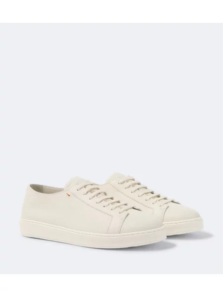 Sneakerși Santoni din piele alb