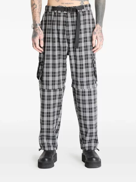Pantaloni cargo Wasted în carouri negru