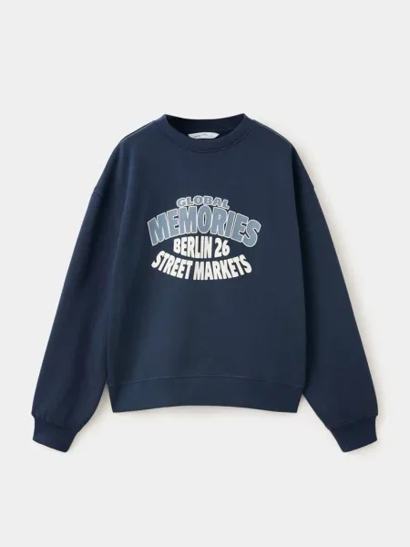 Bluza ze wzorem Dzieci lata MANGO KIDS granatowy