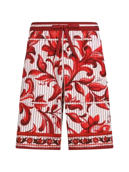 Bermude Dolce & Gabbana cu dungi cu imagine din poplin alb