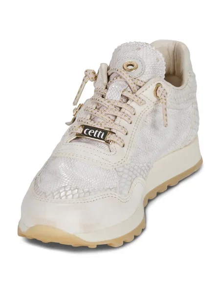 Pantofi Cetti cu model piele de șarpe alb