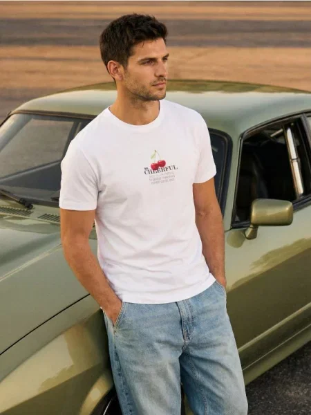 Sinsay koszulka z nadrukiem biały