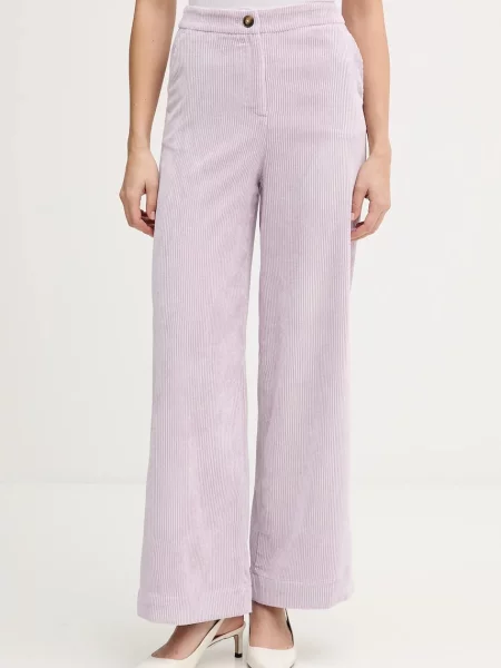 Hlače iz rebrastega žameta United Colors of Benetton vijolična