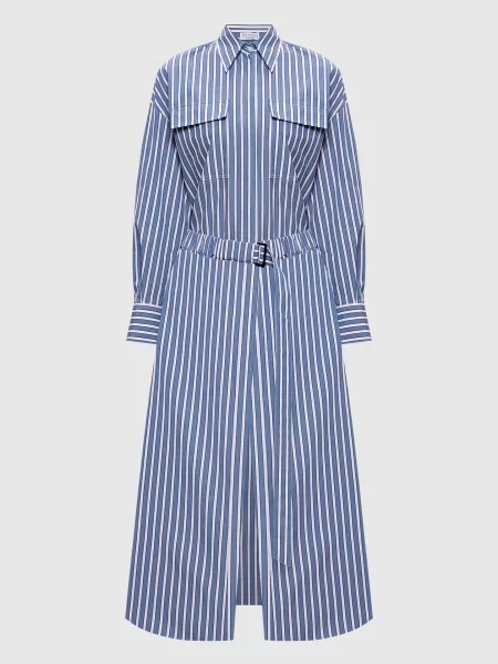 Сукня-сорочка в смужку Brunello Cucinelli синя