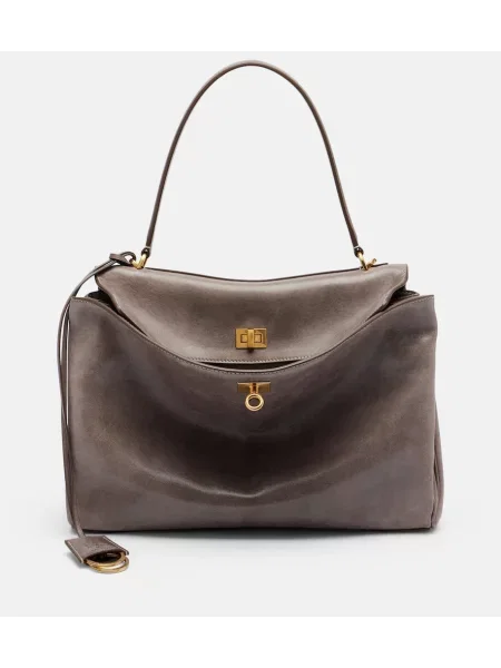 Top Balenciaga din piele gri