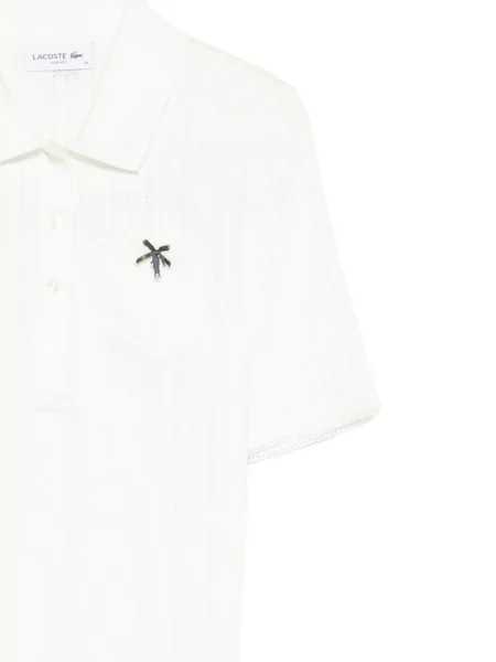 Polo Lacoste ajurat alb