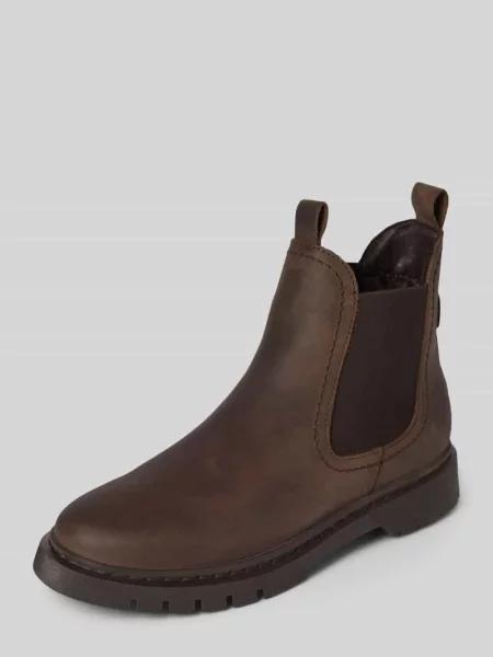 Buty chelsea ze skóry wołowej nappa Tamaris czarne