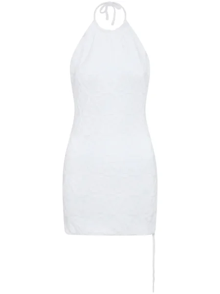 Rochie mini Let's Swim din jacard de costum alb