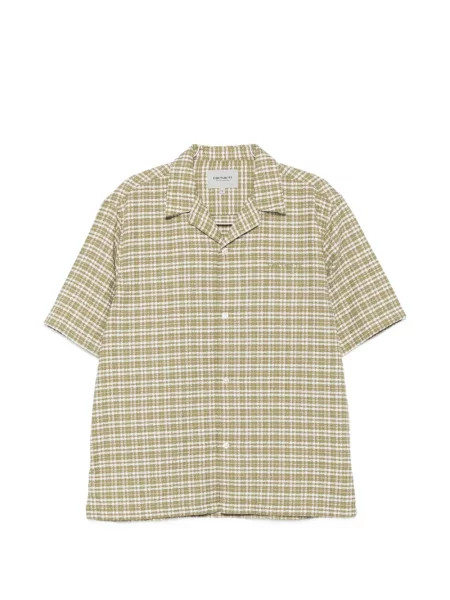Scurt cămașă cu mânecă scurtă Carhartt Wip în carouri cu mâneci scurte verde