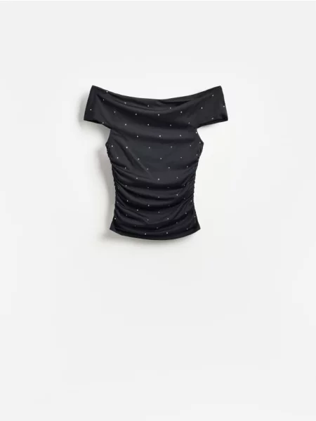 Reserved Bluză cu strasuri negru